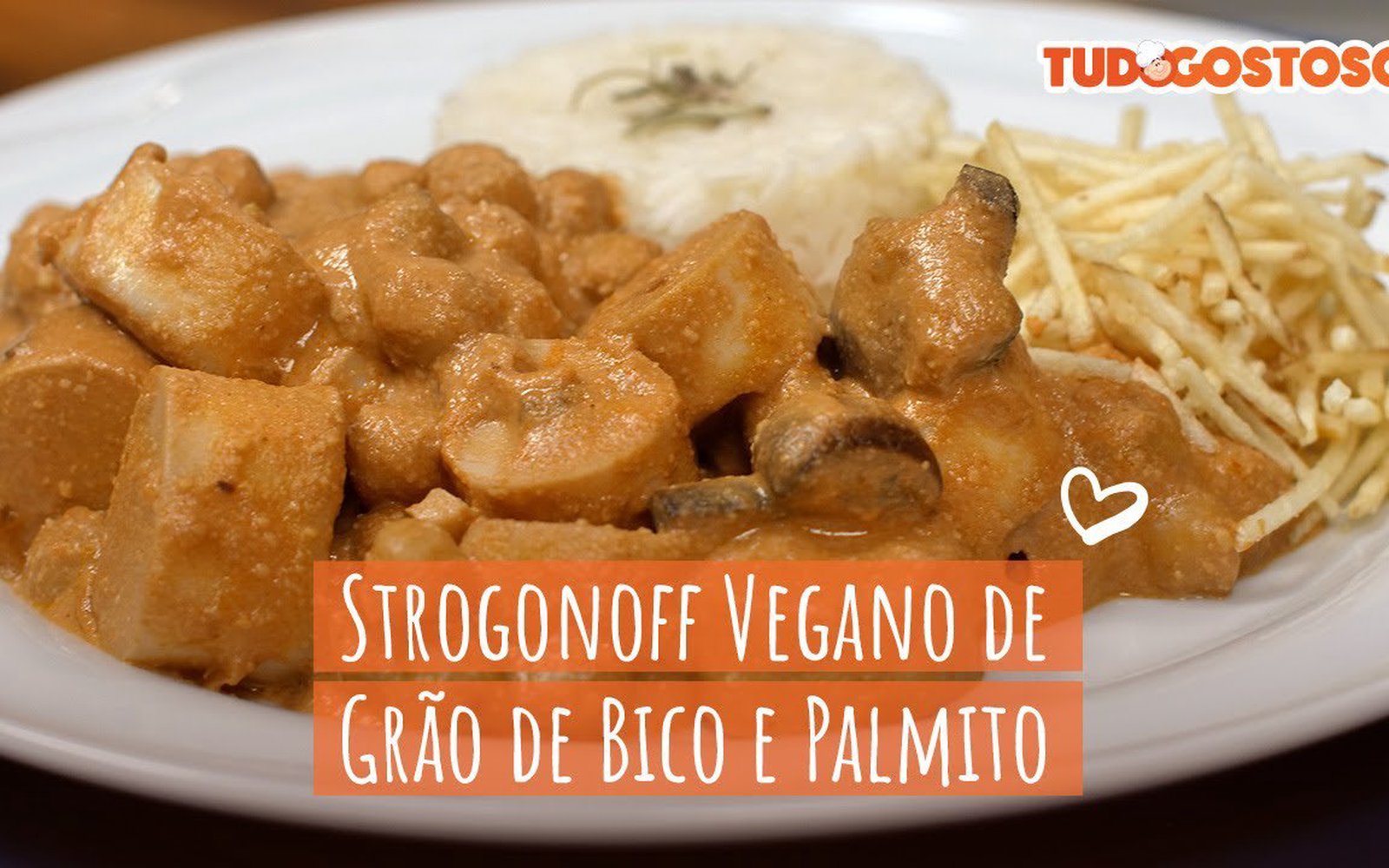 Strogonoff Vegano de Grão-de-Bico e Palmito
