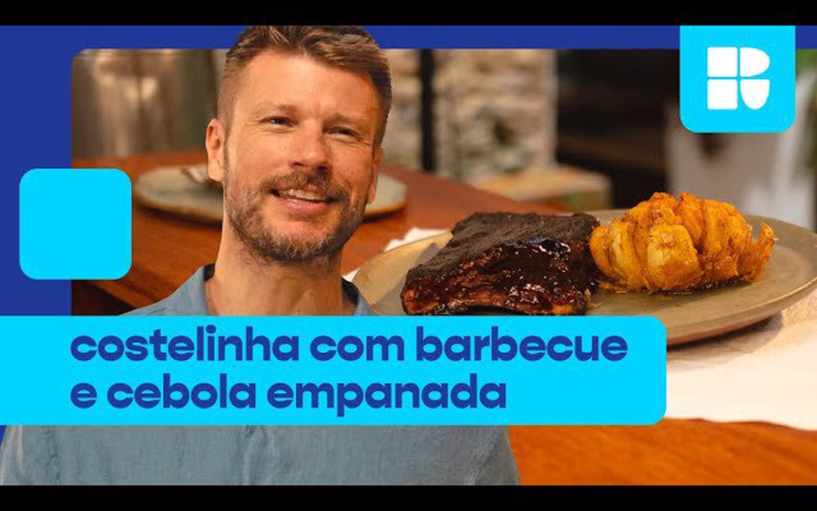 Costelinha com barbecue e cebola empanada