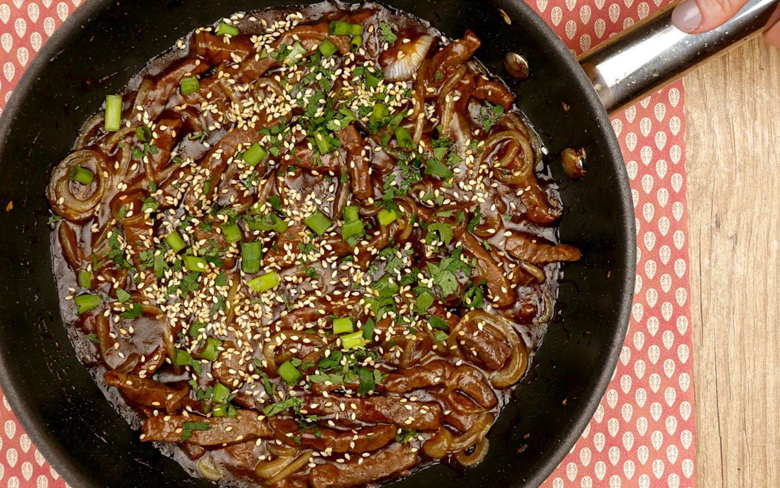 Tirinhas de Carne com cebola e molho especial