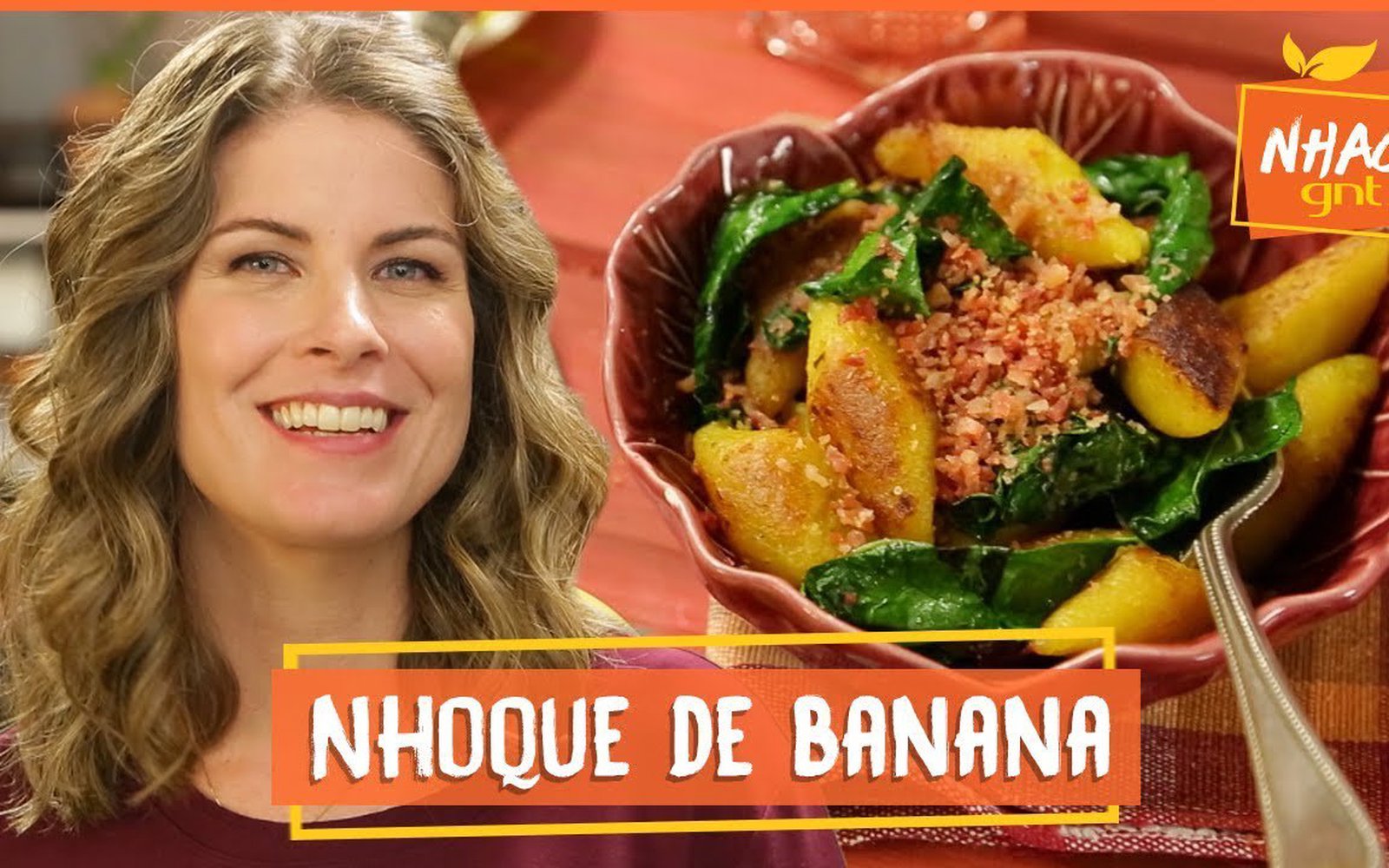 Nhoque de Banana-da-terra com Couve e Farofinha de Bacon