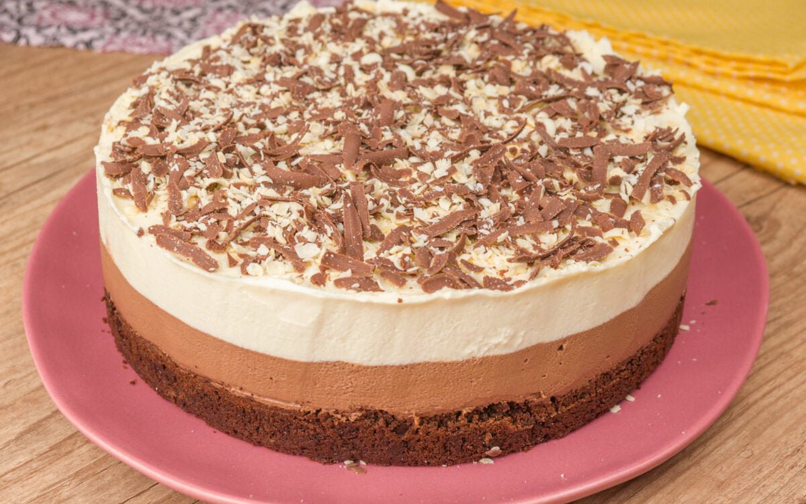 Torta Brownie com 2 Mousses de Chocolate