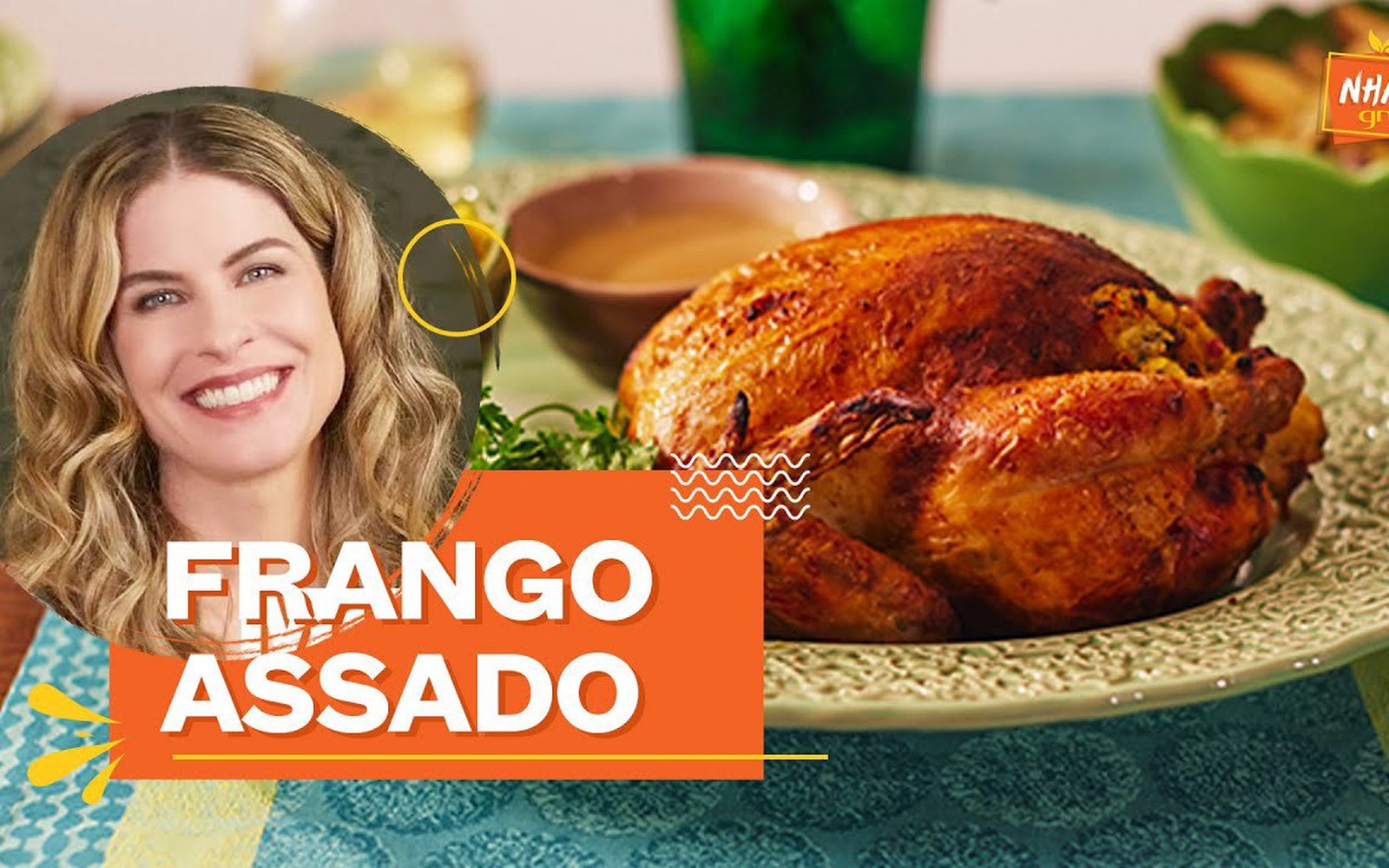 Frango Assado com Recheio de Farofa de Abacaxi