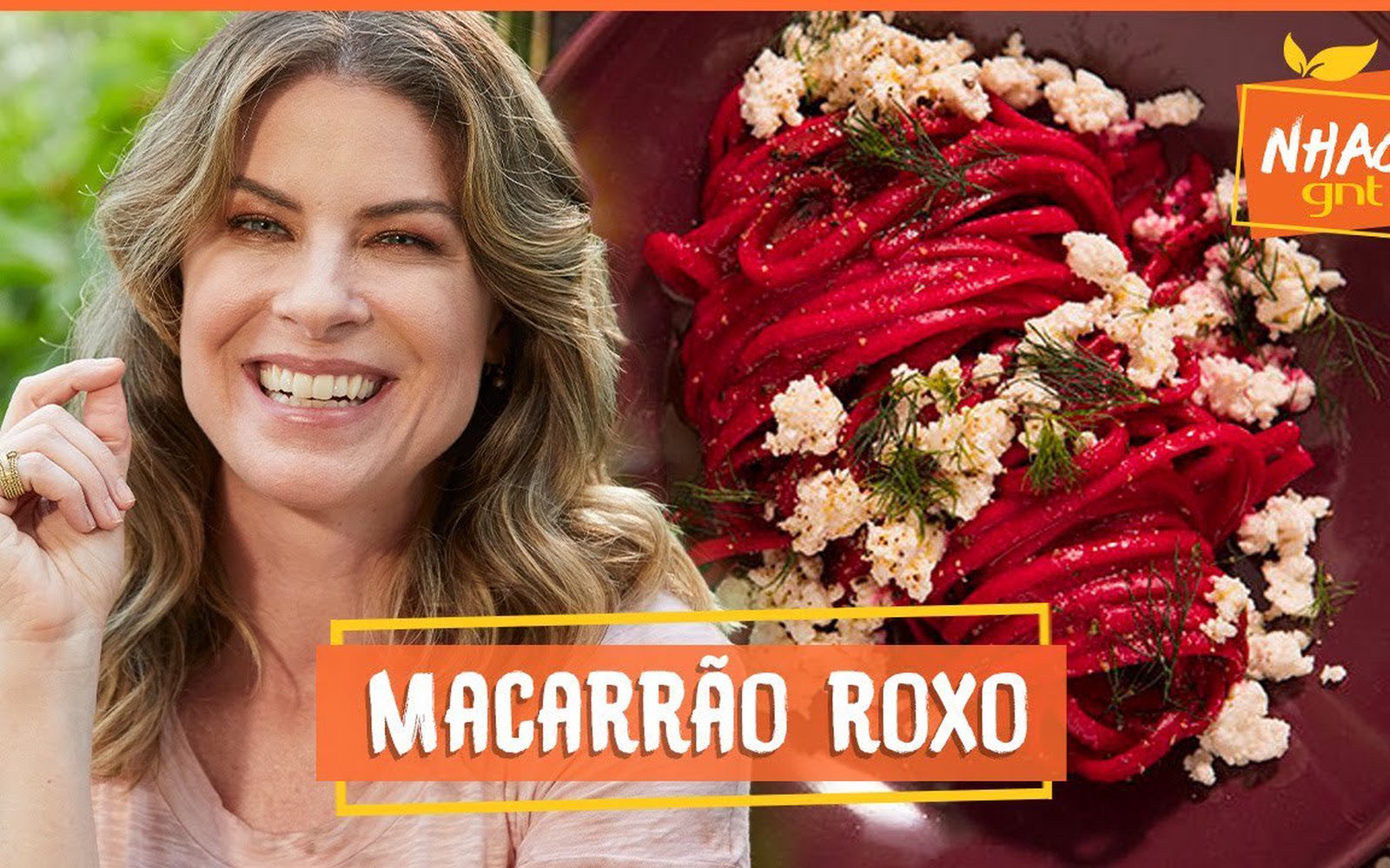 Espaguete com Molho de Beterraba, Ricota e Endro