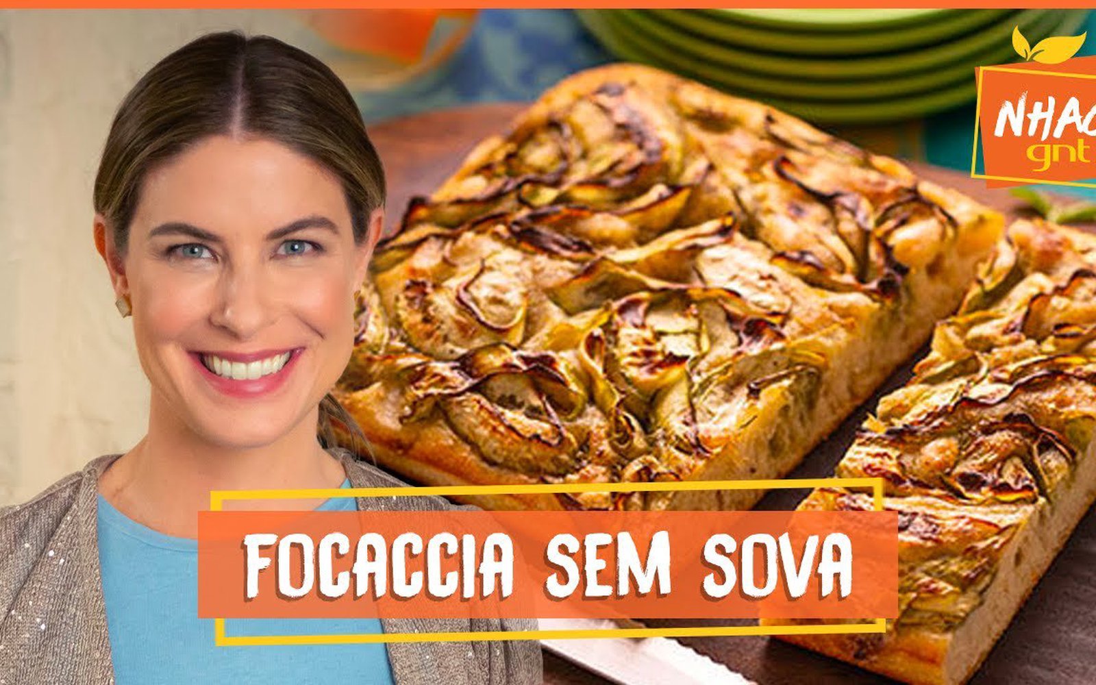 Focaccia de Abobrinha com Manjericão (Pão sem Sova)