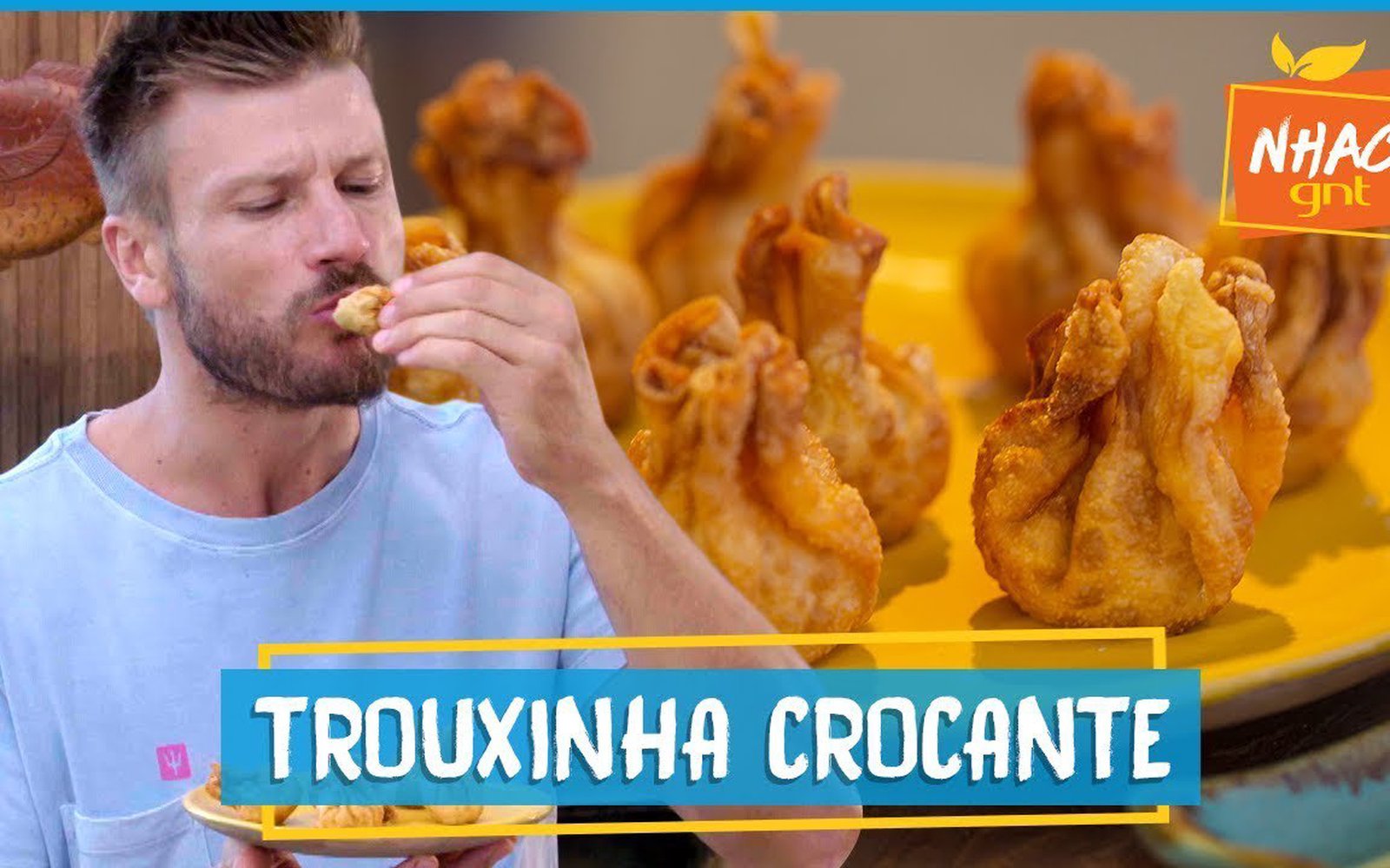 Trouxinha de camarão com ovo de codorna e gengibre