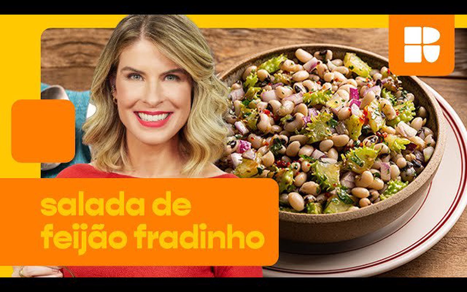 Salada de feijão fradinho e maxixe com molho de melado e pimenta