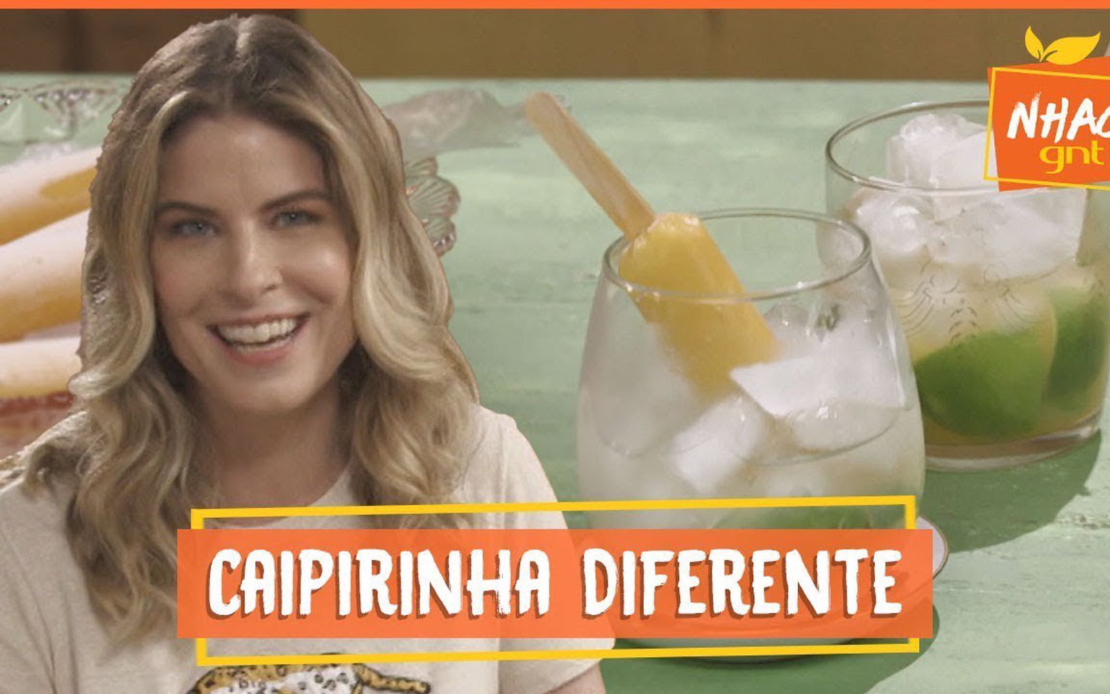 Caipirinha de limão com picolé caseiro de manga