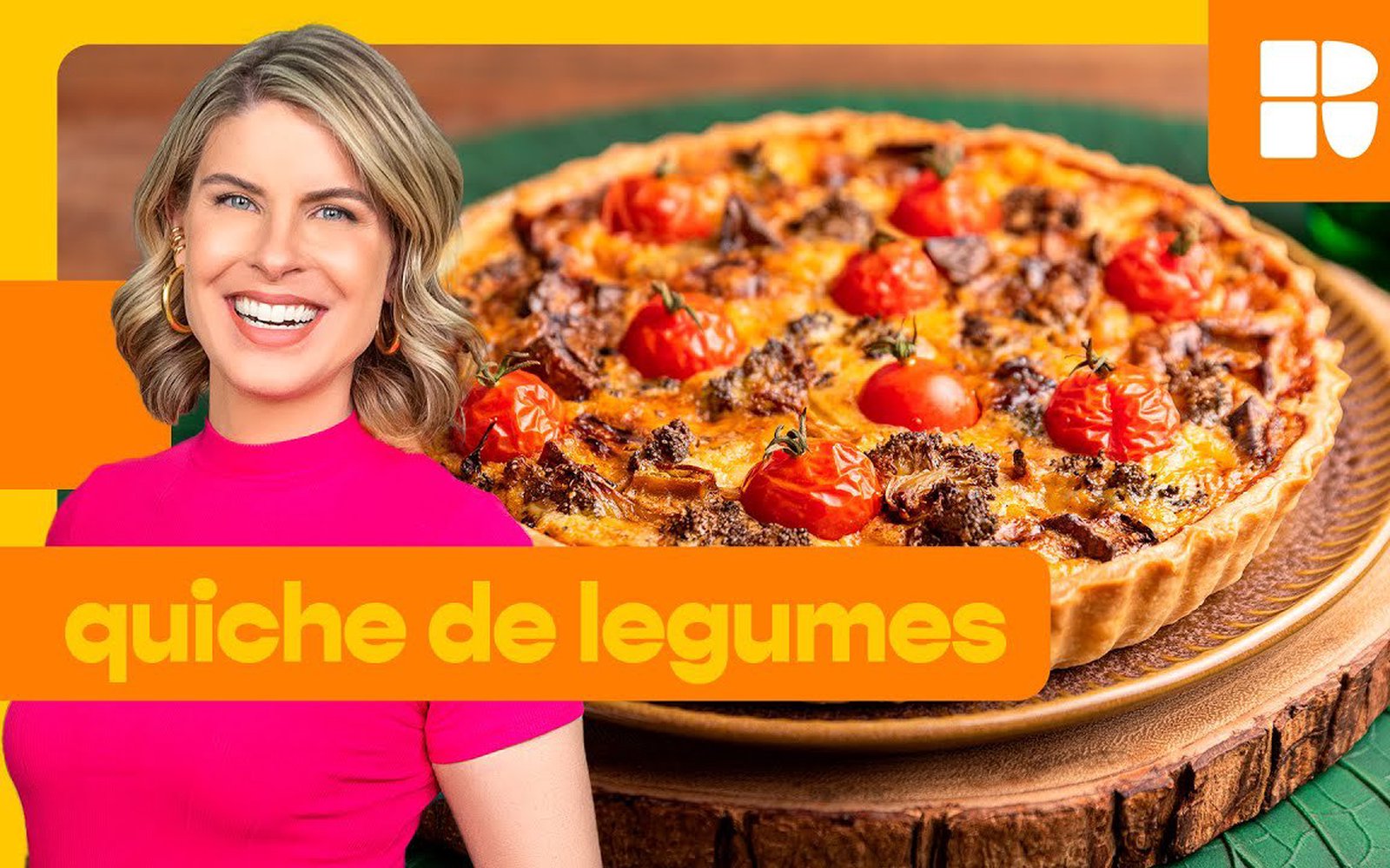Quiche de legumes com brócolis e abóbora assados