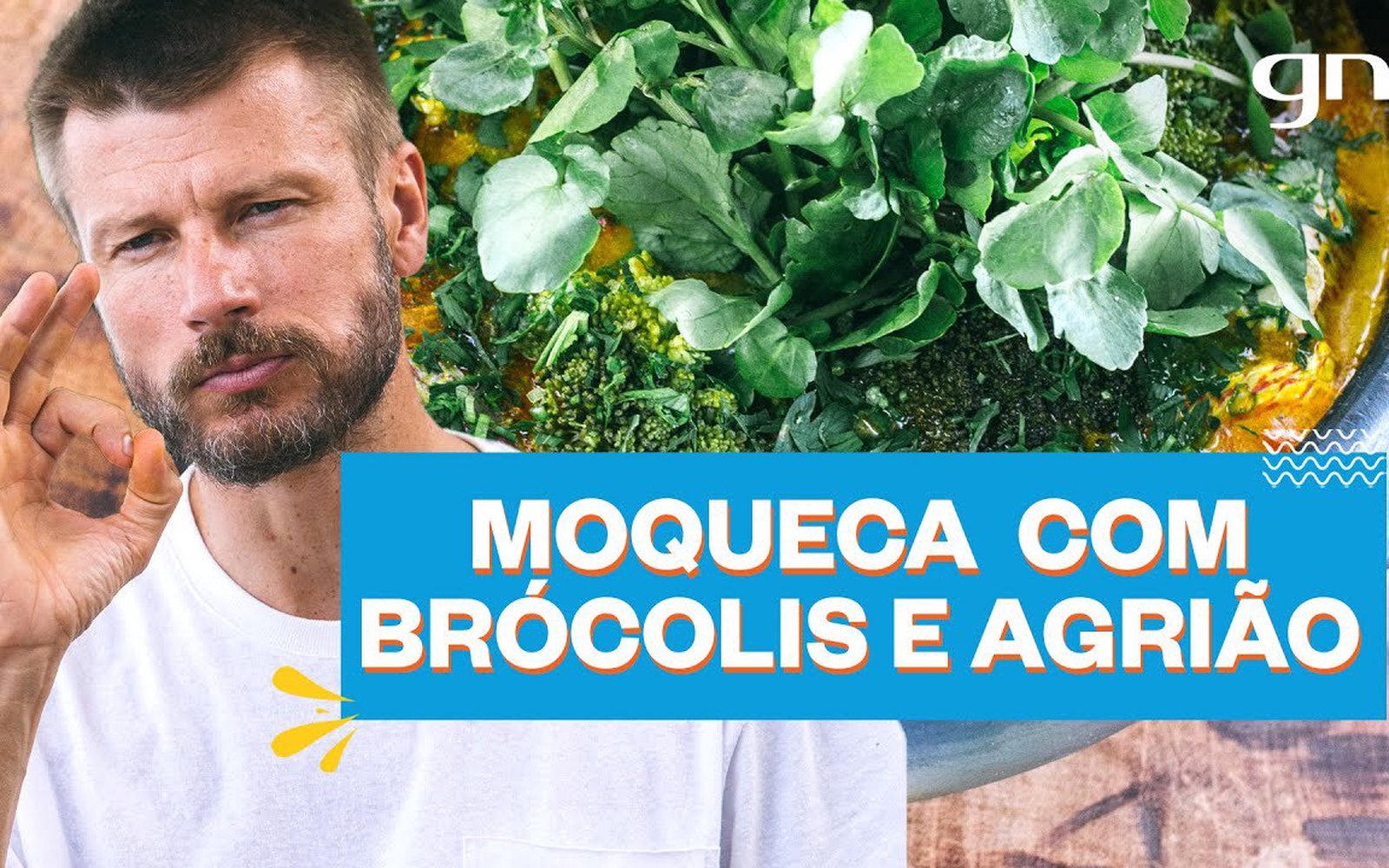 Moqueca de peixe com brócolis e agrião