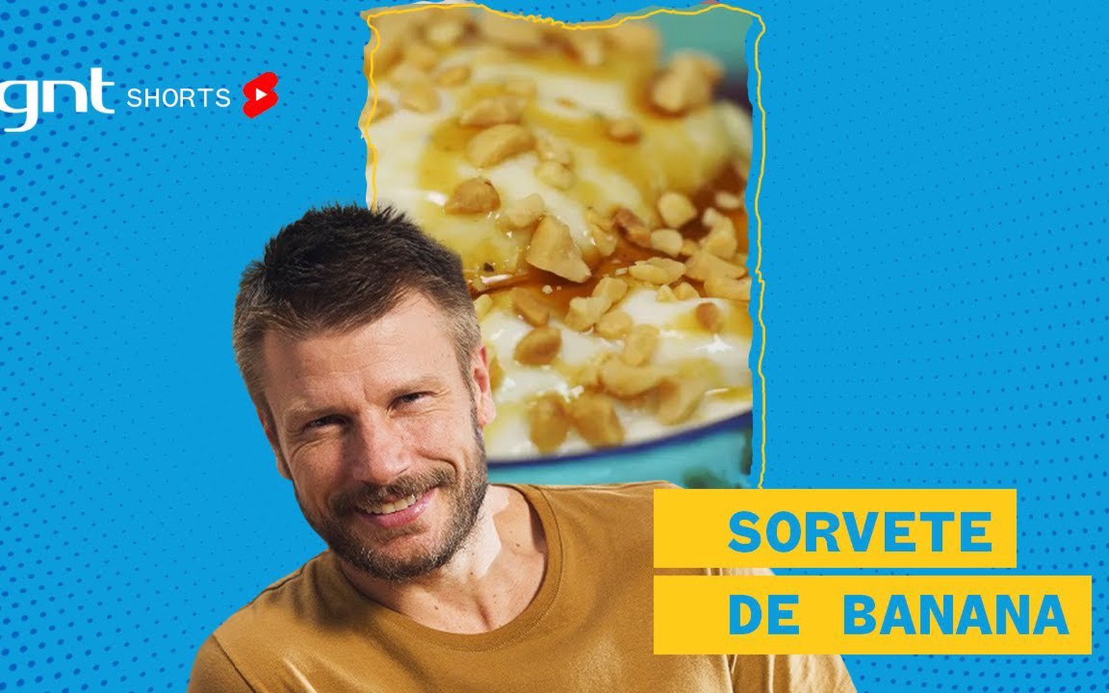 Sorvete caseiro de banana com amendoim e melado