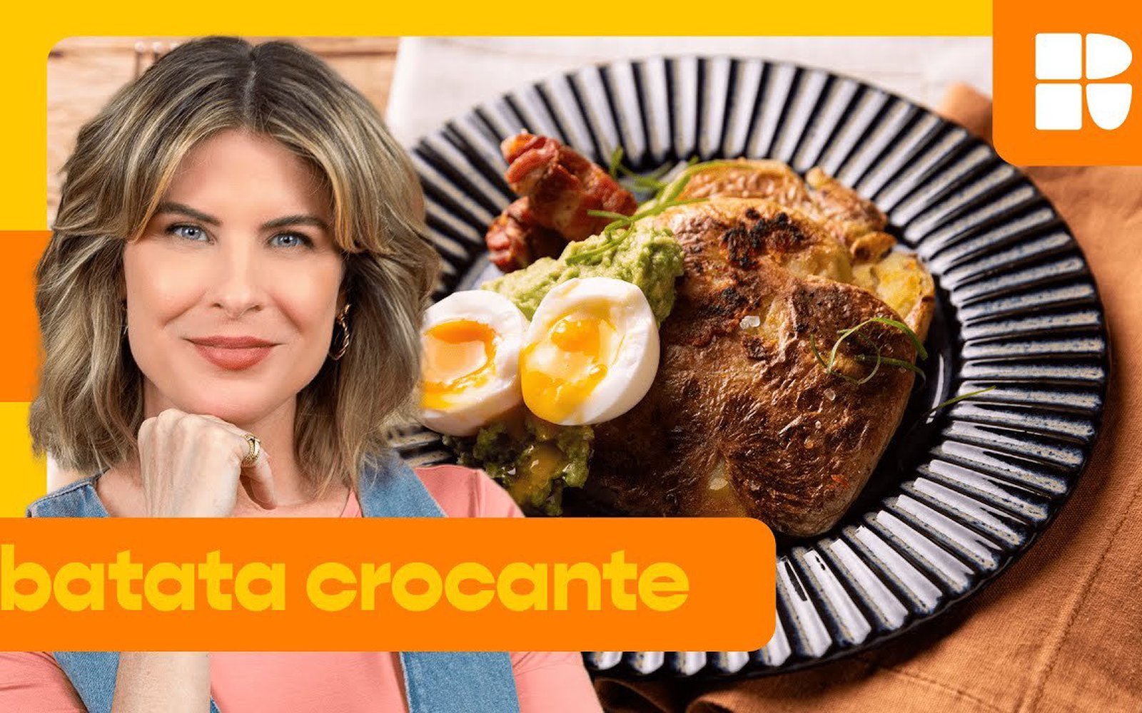 Disco de batata super crocante com bacon e ovo mollet