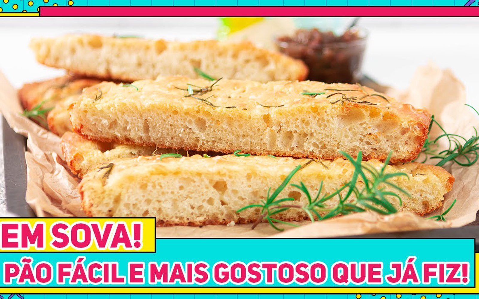 Pão sem Sova - Focaccia Fácil com Geleia de Cebola Caramelizada e Bacon