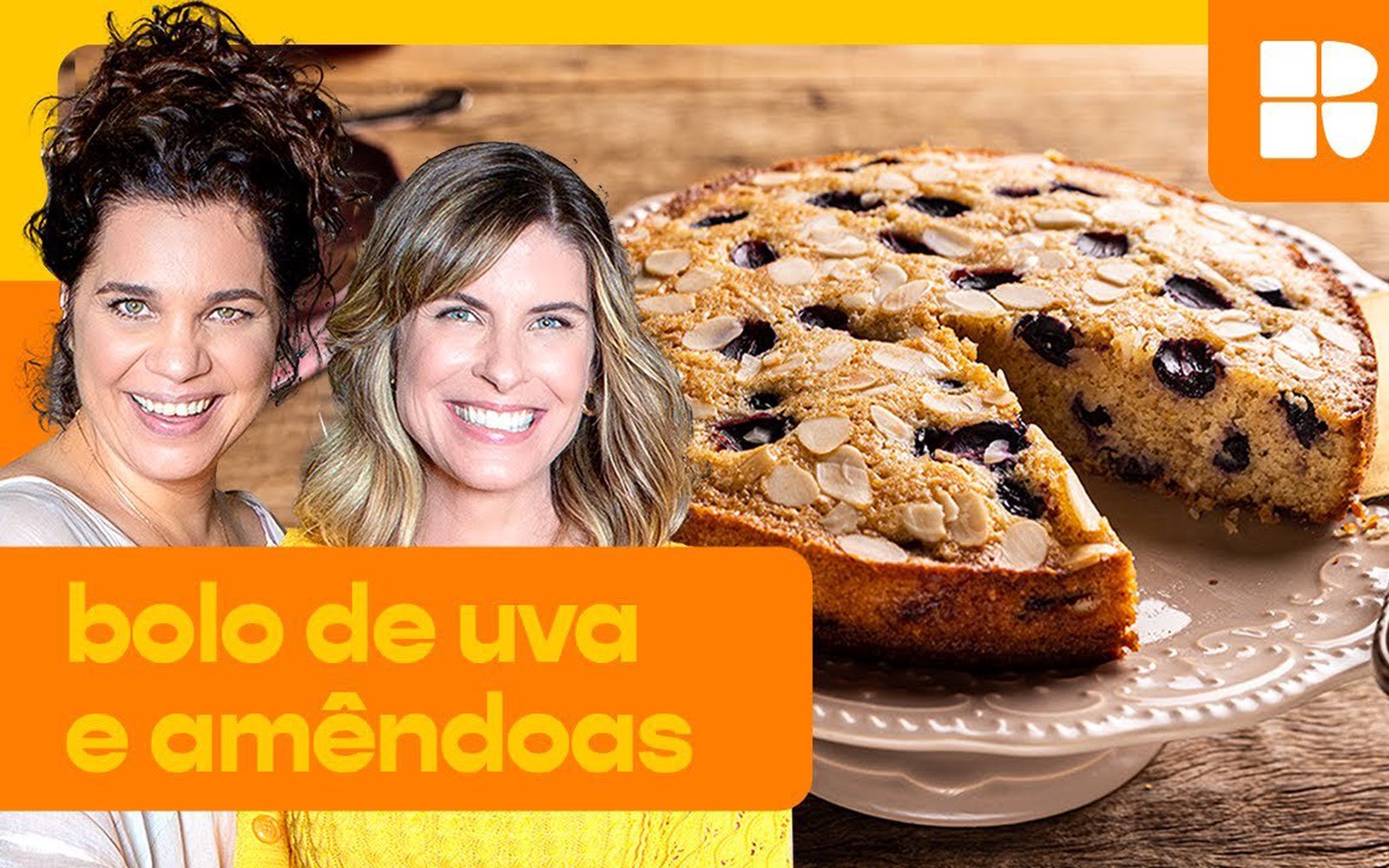 Bolo de amêndoas com uva e coco