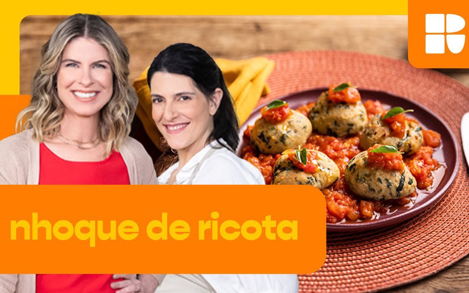 Nhoque de ricota com berinjela e espinafre