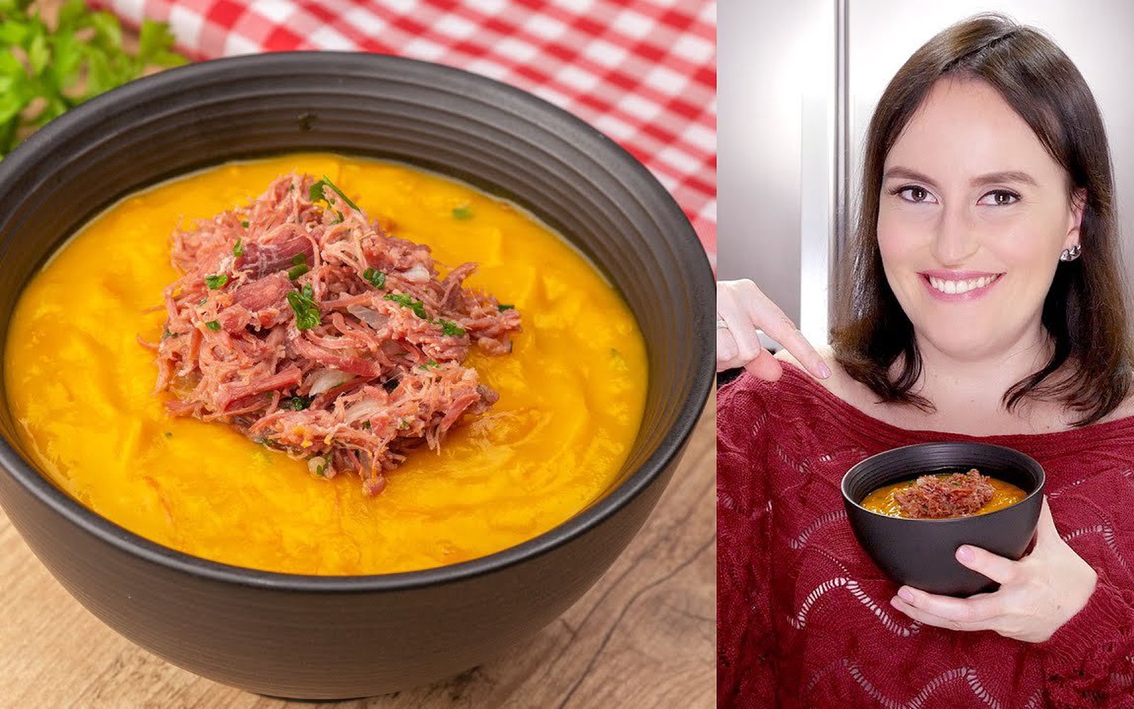 Creme de Abóbora com Carne Seca