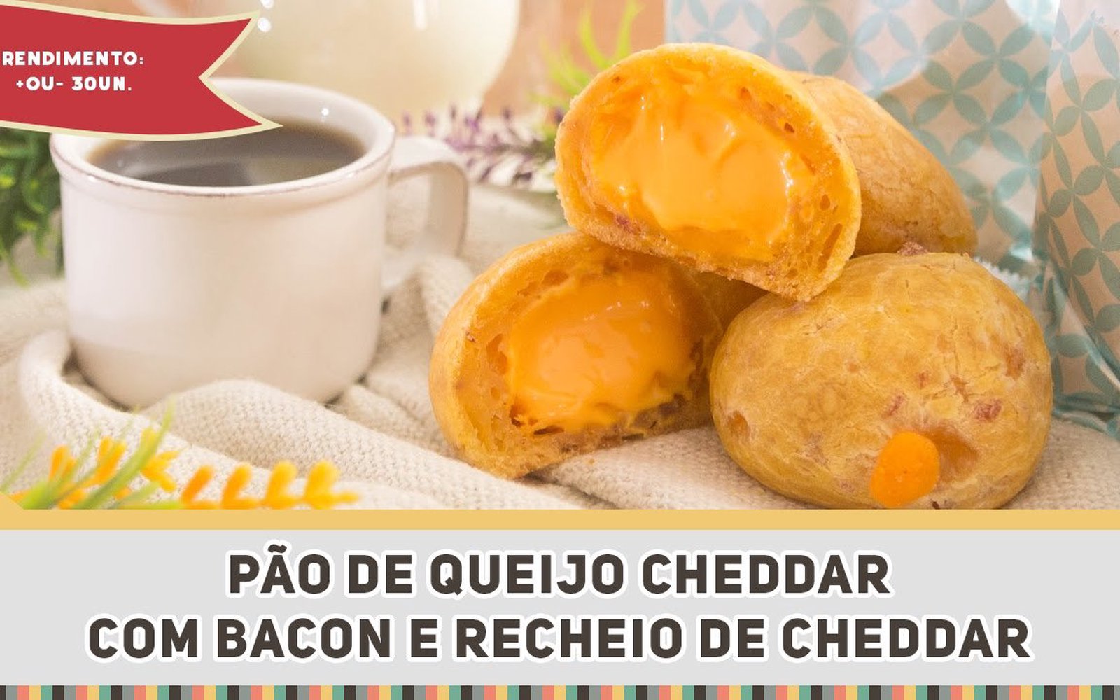 Pão de Queijo Cheddar com Bacon