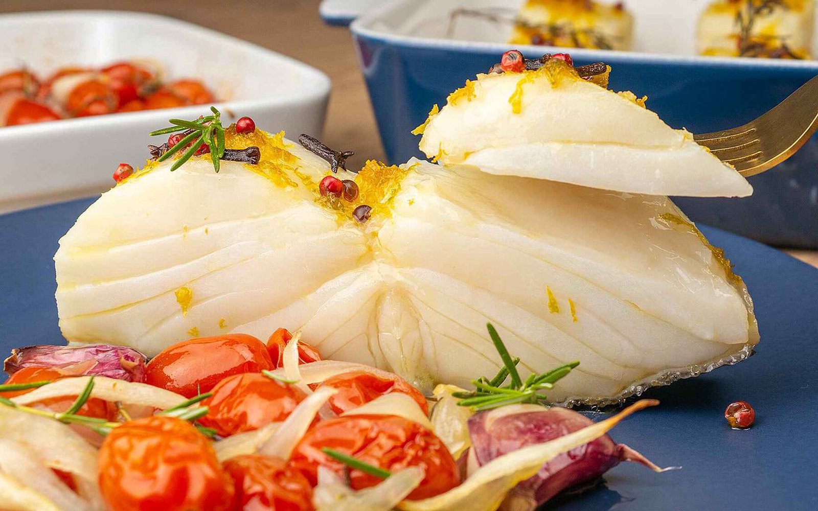 Bacalhau ao forno com raspas de laranja