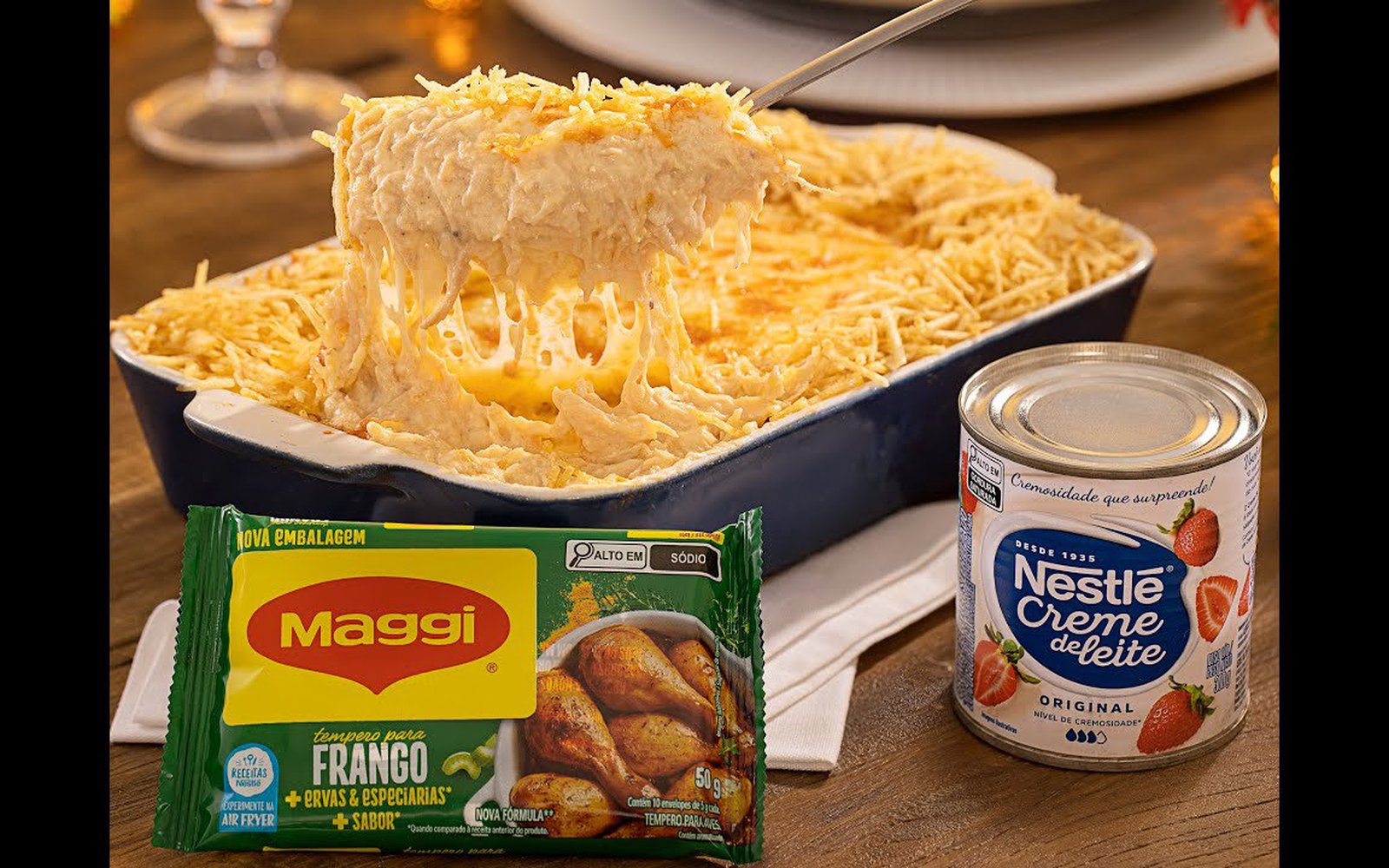 Fricassê de Frango Cremoso com Milho e Queijo Gratinado