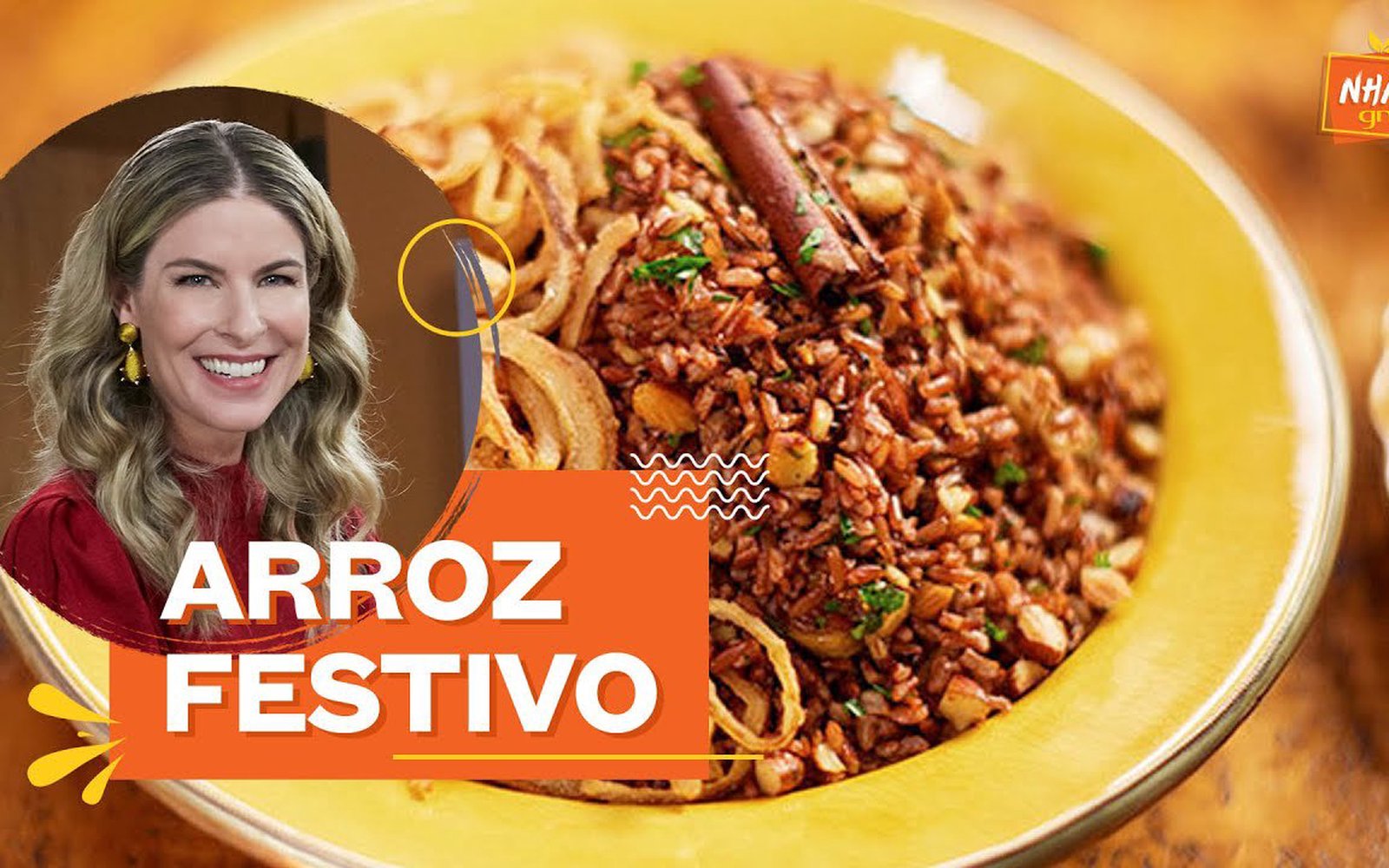 Arroz Festivo com Amêndoas, Figo e Cebola Frita