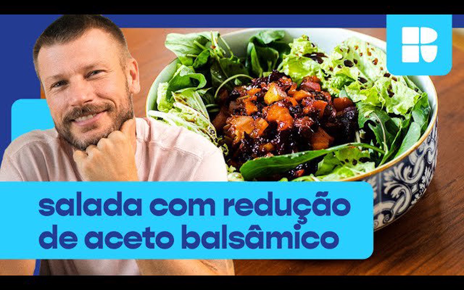 Salada de folhas com redução de aceto balsâmico