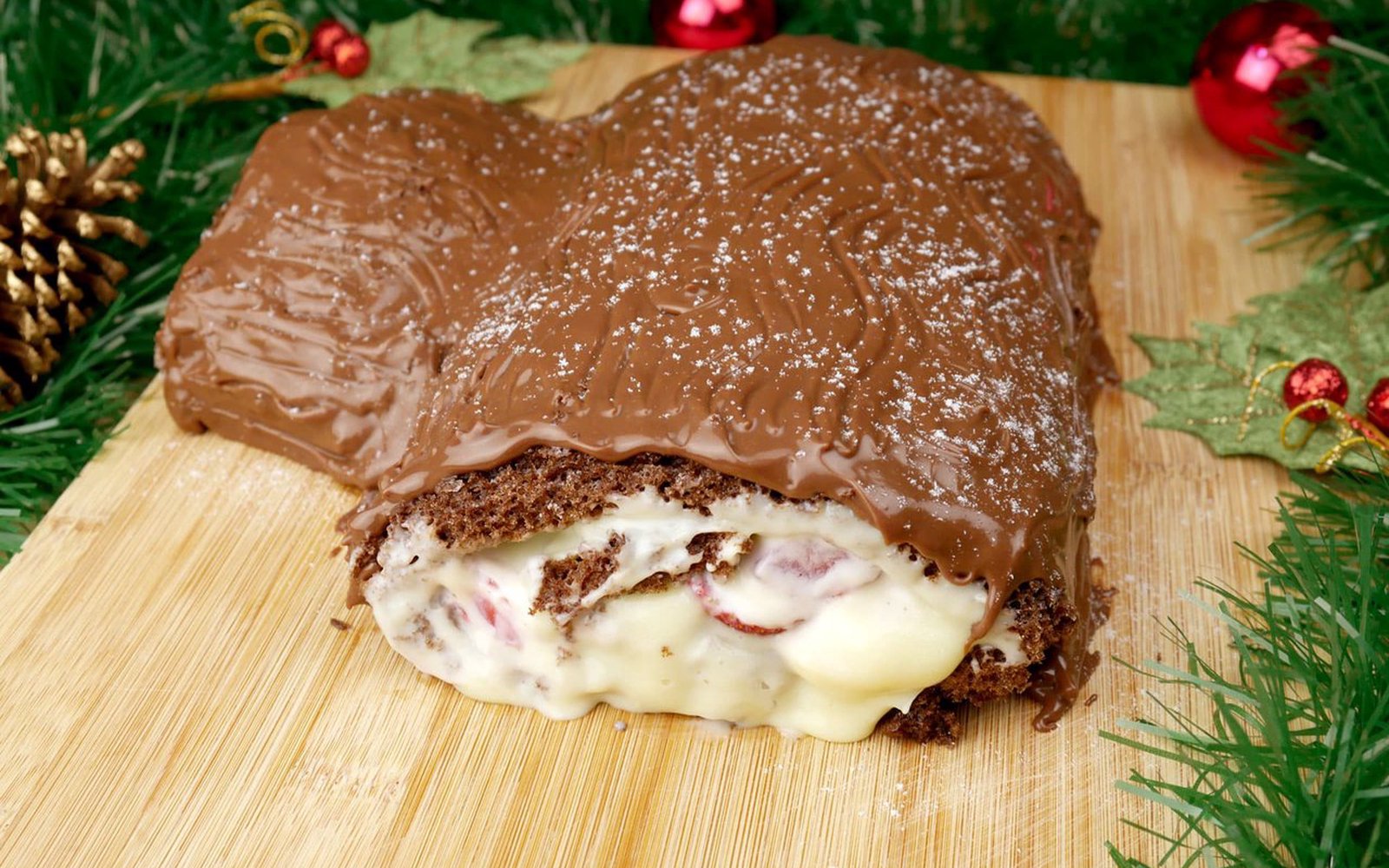 Rocambole de Natal Trufado - Tronco de Natal - Buche de Noel