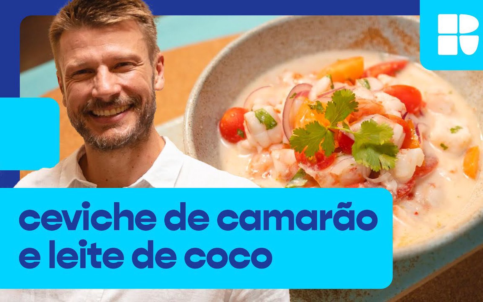 Ceviche de camarão e leite de coco