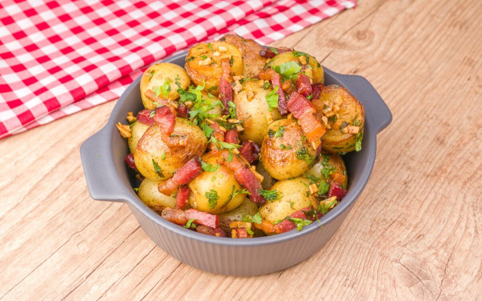 Batata Bolinha com Alho e Bacon