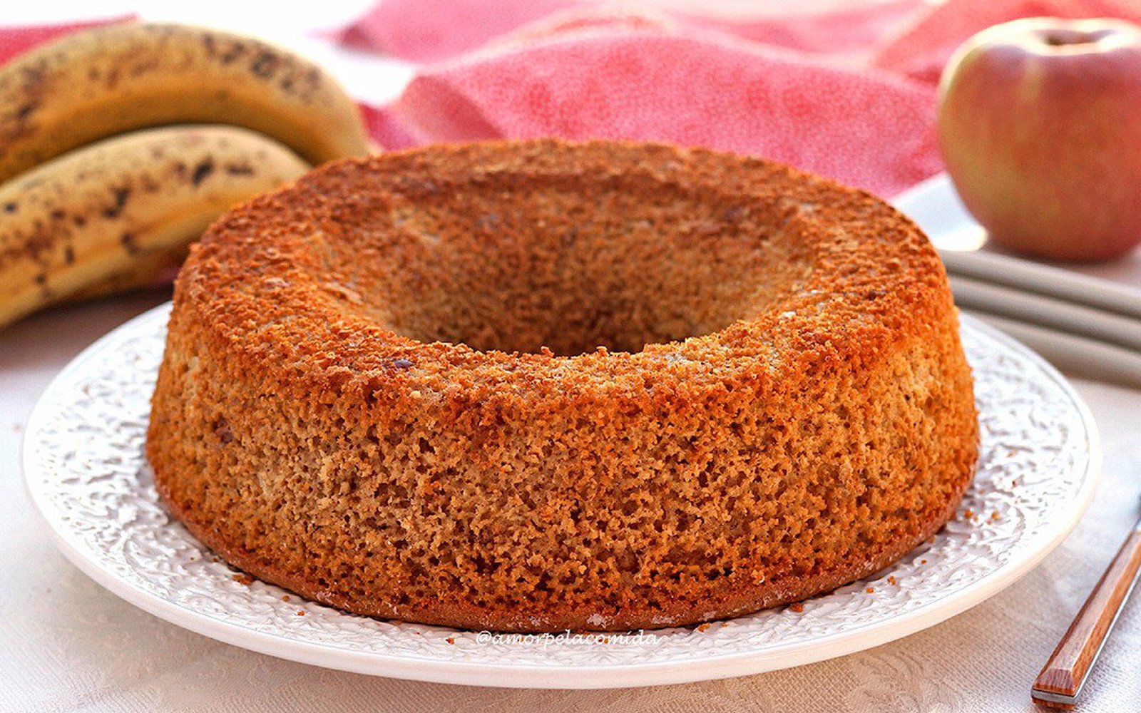 Bolo de Banana e Maçã Sem Açúcar com Aveia