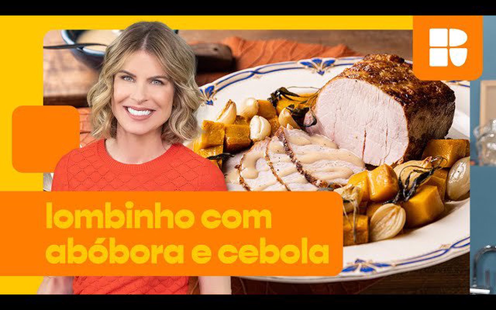 Lombinho de porco assado e suculento com abóbora e cebola