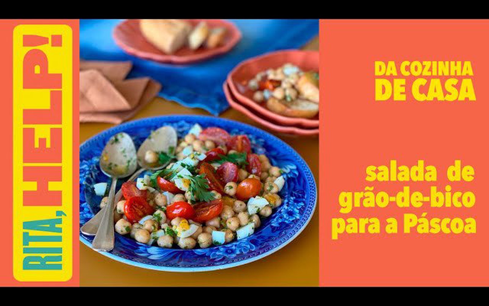 Salada de Grão-de-Bico com Tomates Grelhados e Molho de Azeite com Ovos