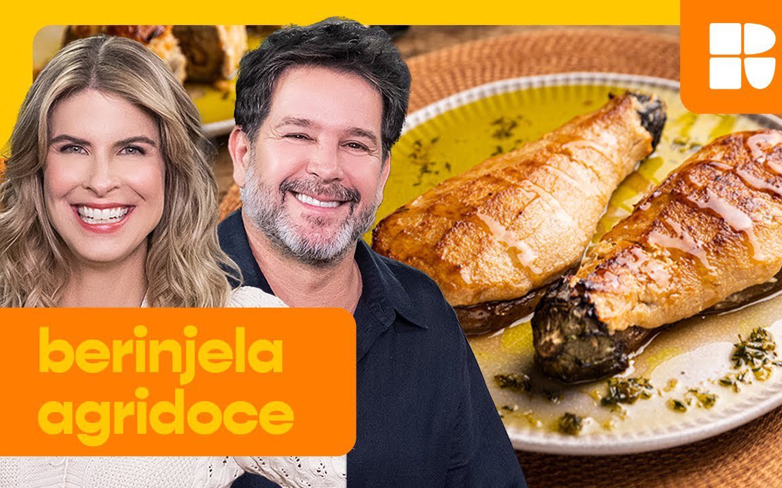 Berinjela assada com molho de tahine e mel