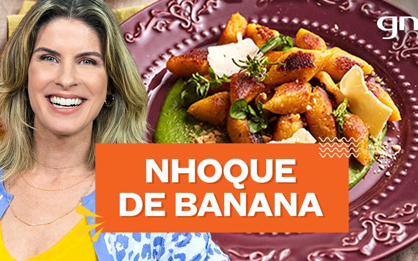 Nhoque de banana-da-terra com pesto de agrião