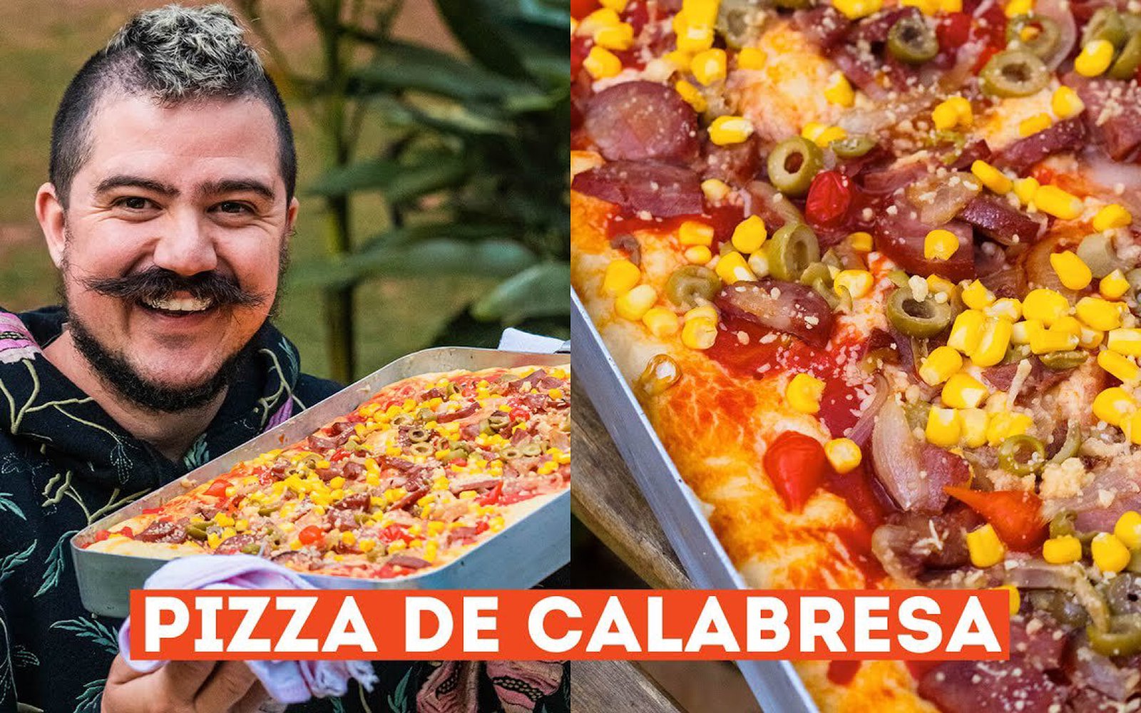 Pizza de Calabresa com Massa de Pão Caseiro