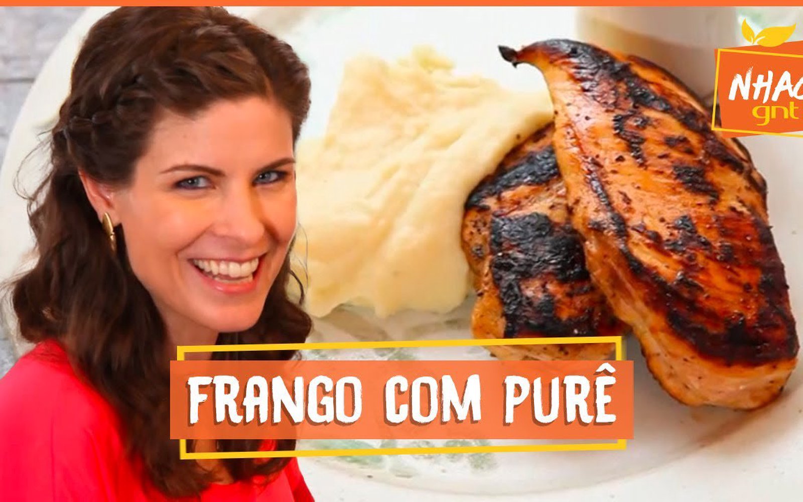 Peito de frango grelhado com molho de laranja e purê de batatas