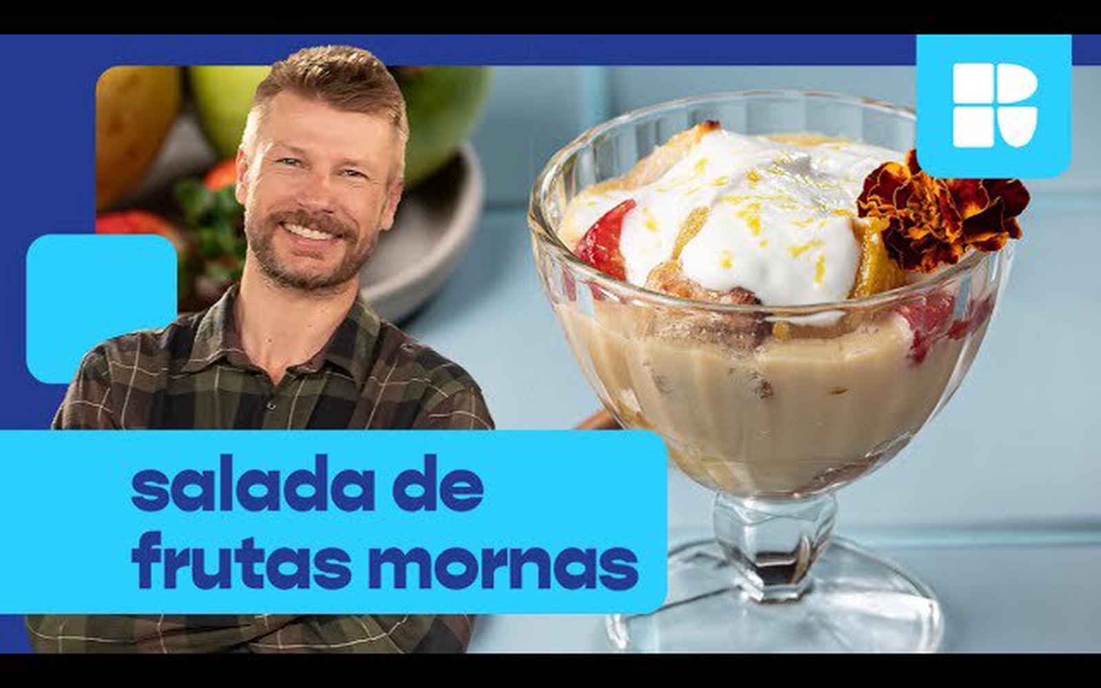 Salada de frutas mornas com doce de leite