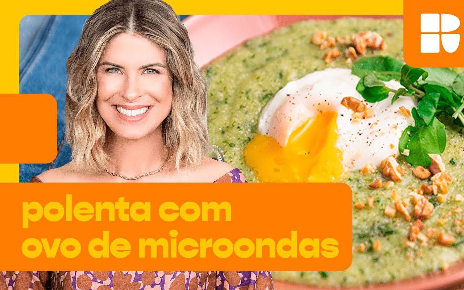 Polenta mole com ovo poché de micro-ondas