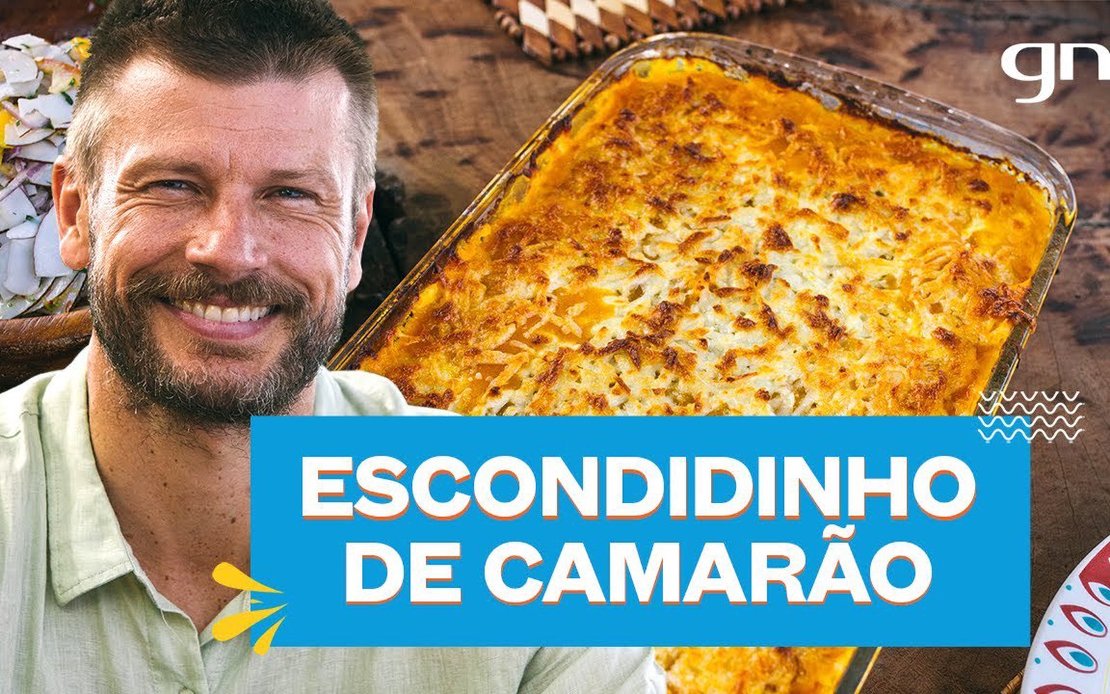 Escondidinho de camarão com purê de abóbora e queijo coalho