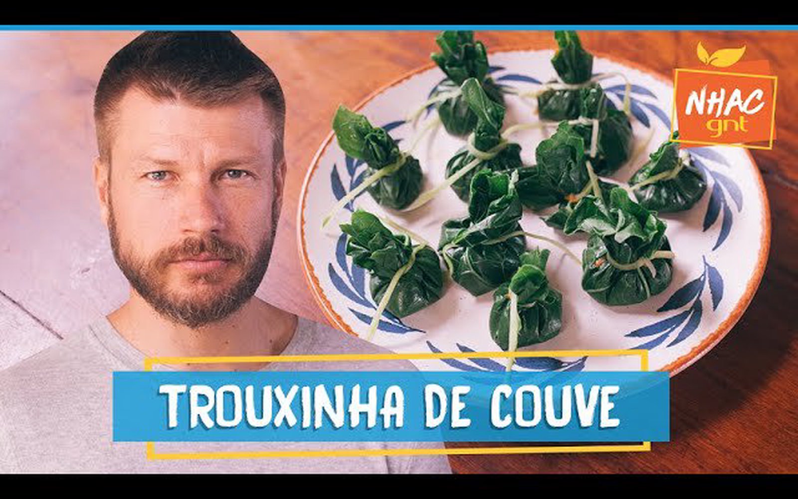 Trouxinha de couve com quibebe e castanha-de-caju
