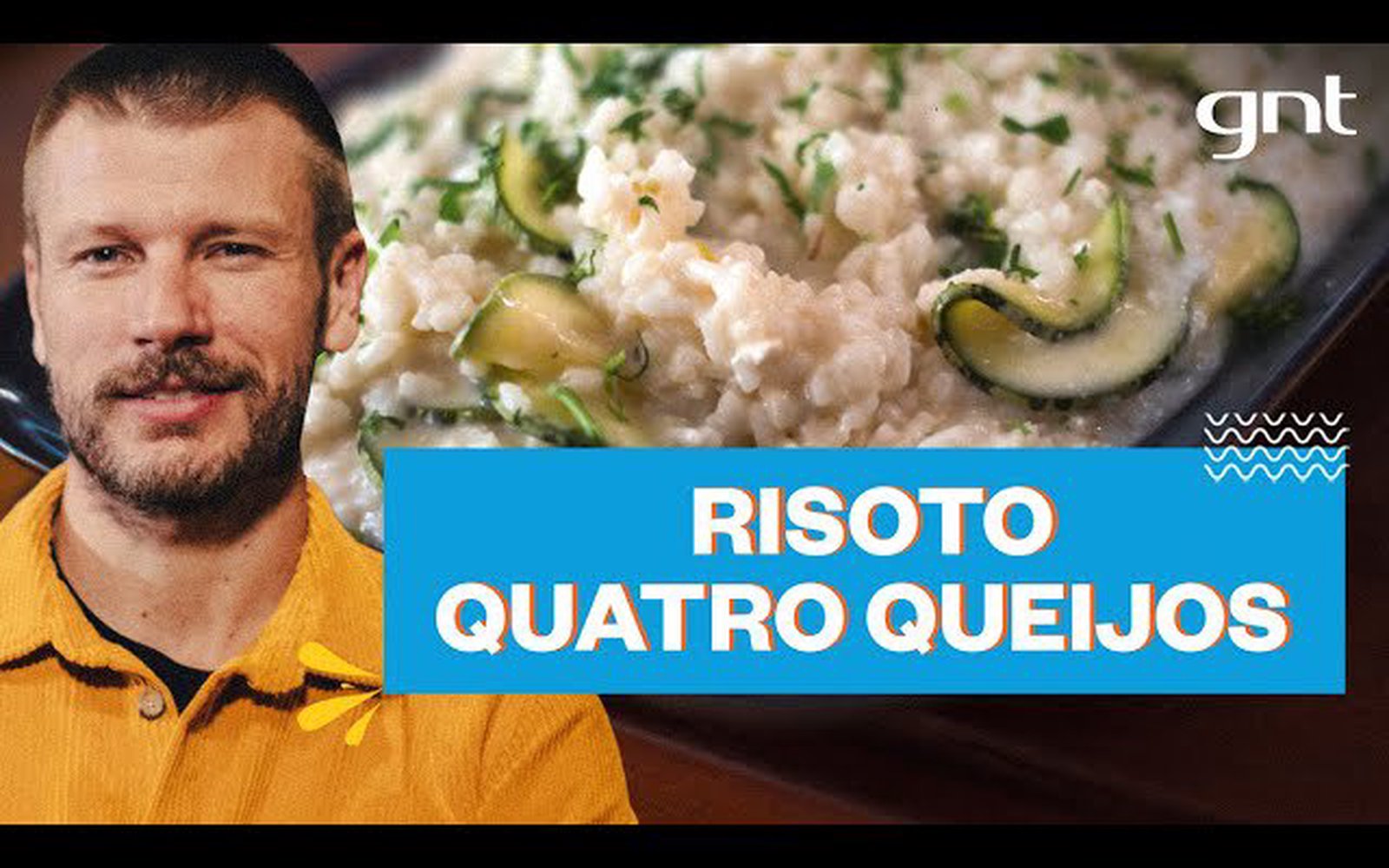 Risoto quatro queijos com alho poró e abobrinha