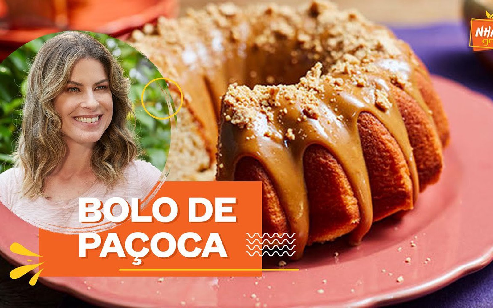 Bolo de Paçoca com Cobertura de Doce de Leite