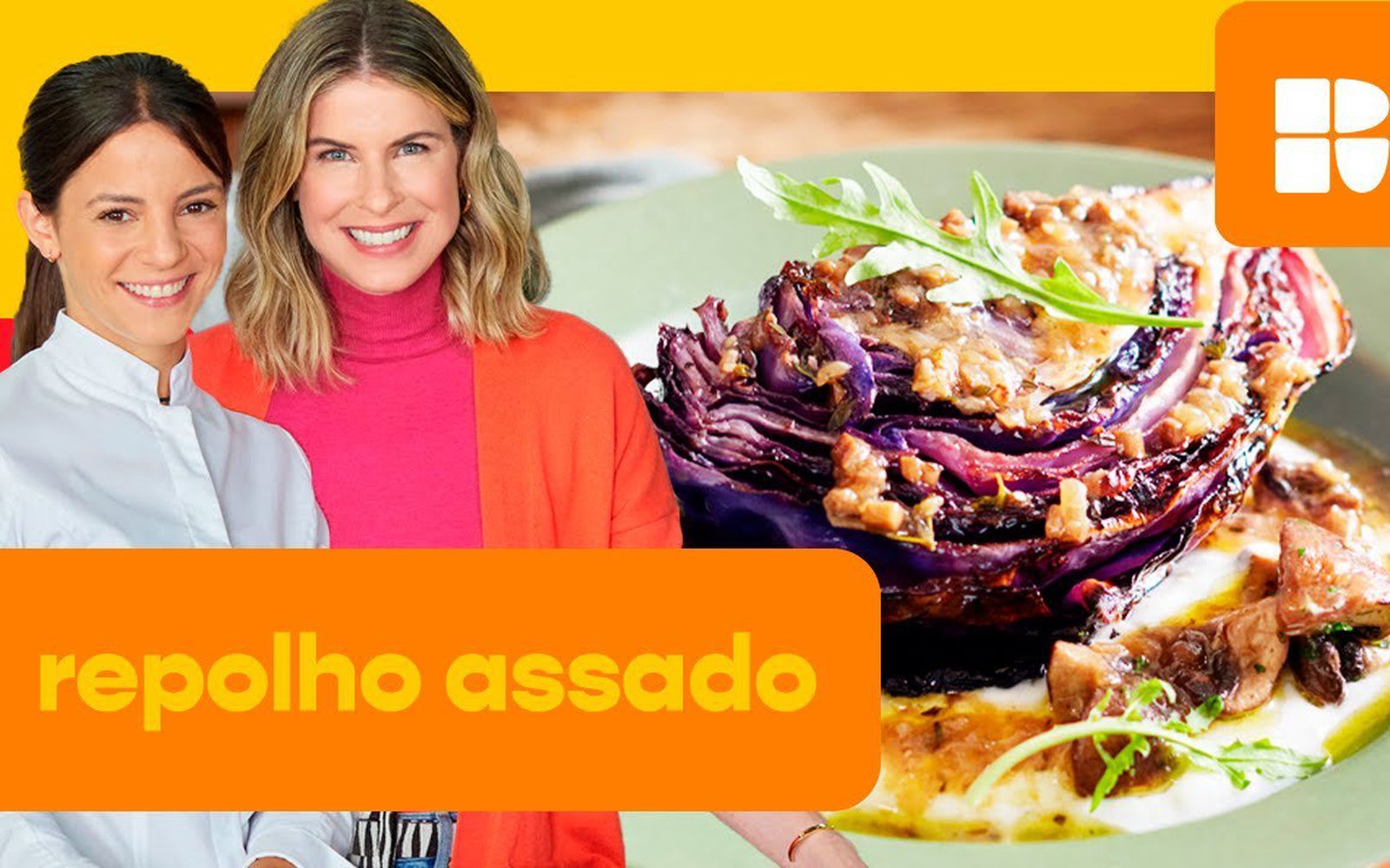 Repolho assado com ragu de cogumelos