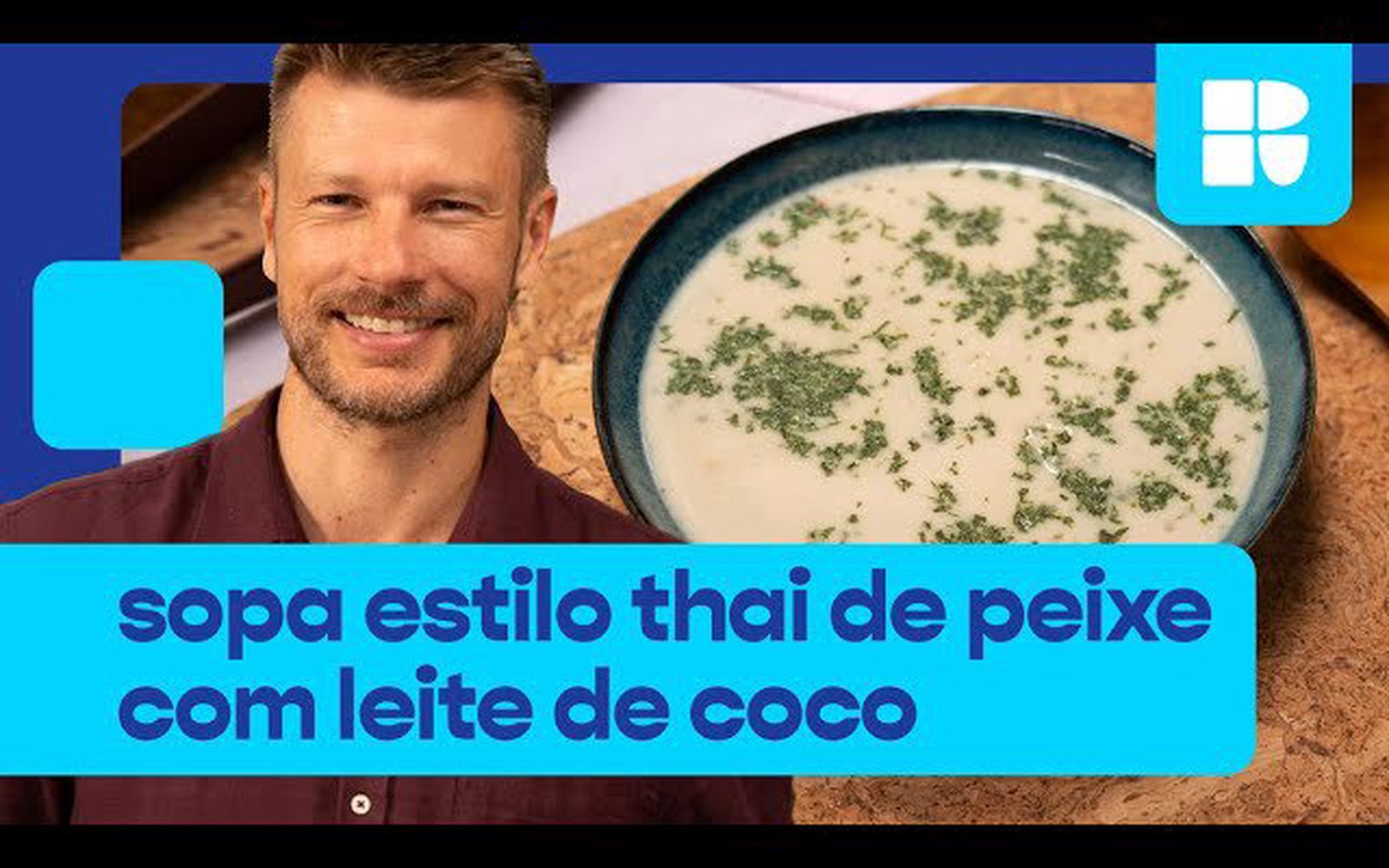 Sopa estilo thai de peixe com leite de coco