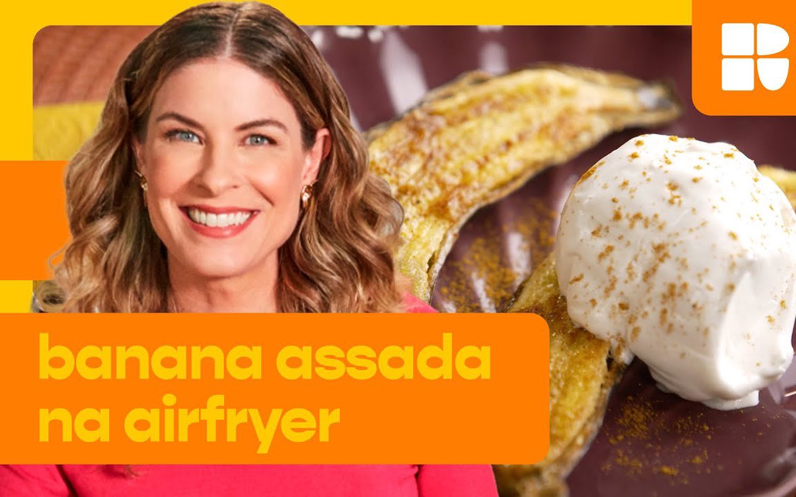 Banana assada na air fryer com merengue de mel