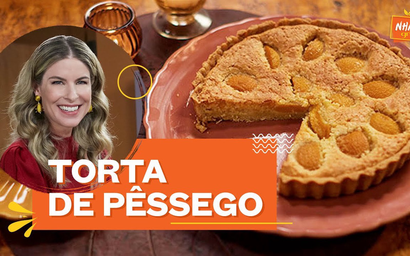 Torta de Pêssego com Creme de Amêndoas
