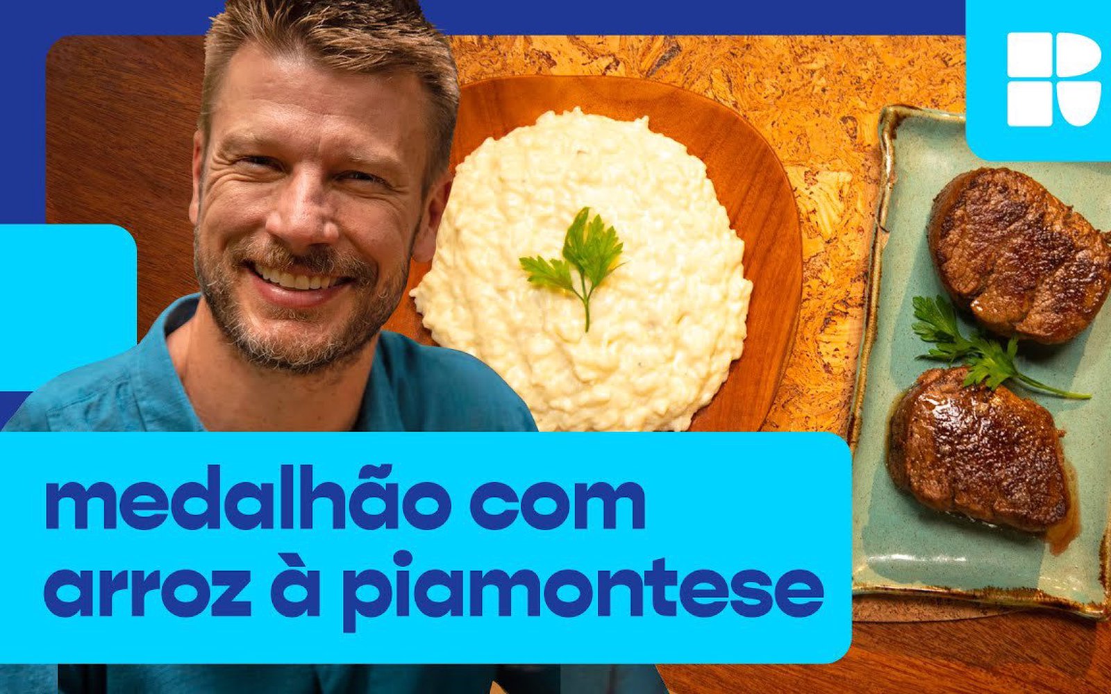 Medalhão de mignon com arroz à piamontese e gorgonzola