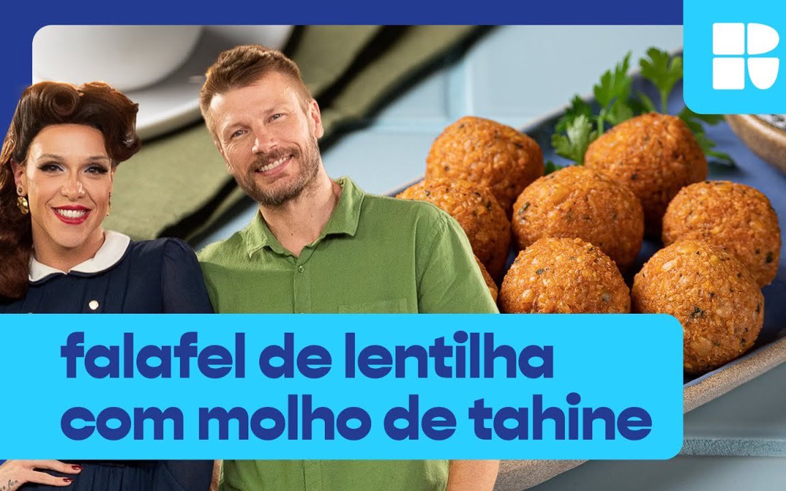Falafel de lentilha rosa com molho de tahine preto