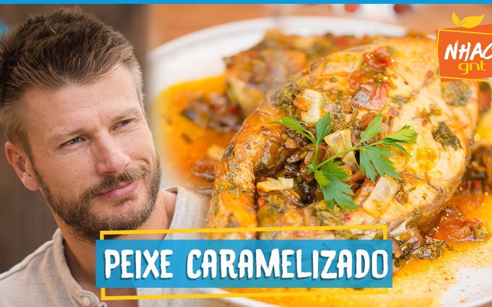 Peixe caramelizado com cúrcuma