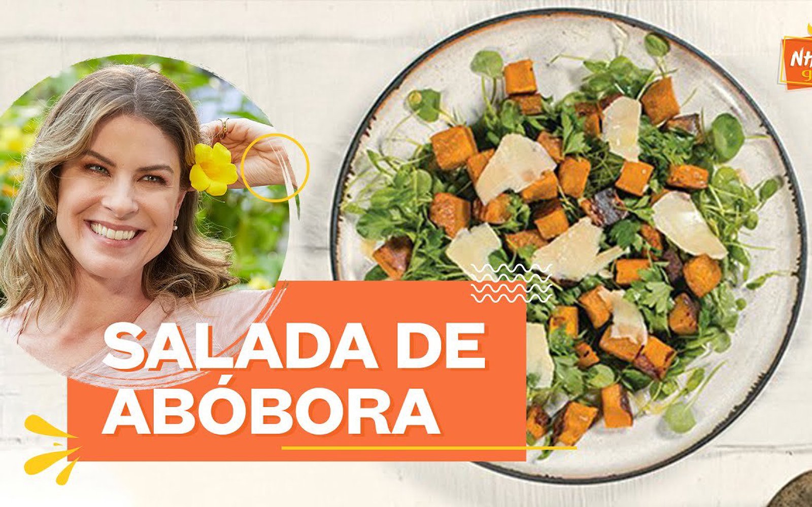 Salada de Abóbora Assada com Agrião e Lascas de Parmesão