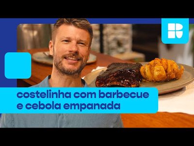 Costelinha com barbecue e cebola empanada