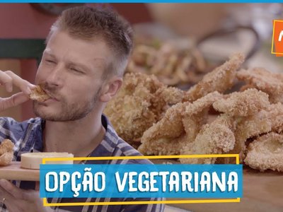 Cogumelo à milanesa crocante com molho de camembert